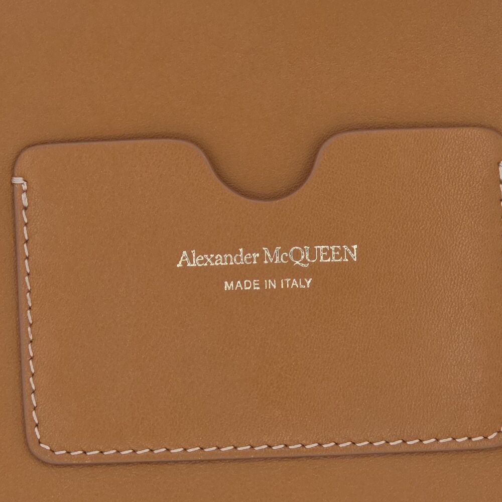 Alexander McQueen Smooth Leather Zip Pouch Clutch Bag Camel Tan Brown Made Italy - Picture 2 of 6